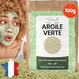 Green Clay Powder 100g - Acne Face Mask - Natural Face Care - Montmorillonite Surfine - Cleansing Face Mask for Men and Women