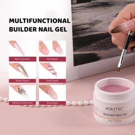 Aokitec Aufbaugel – Hartgel für Nägel Große Kapazität, Aufbaugel Für Gelnägel, Nagelfestigungsgel für Nagelverlängerung Nail Art Maniküre U V Builder Nagelgel für Nagelstudio A004