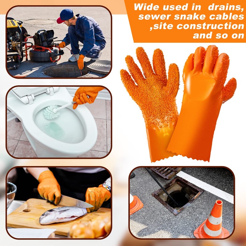 Jecery 6 Pairs Plumbing Snake Gloves Sewer Gloves Abrasion Resistant