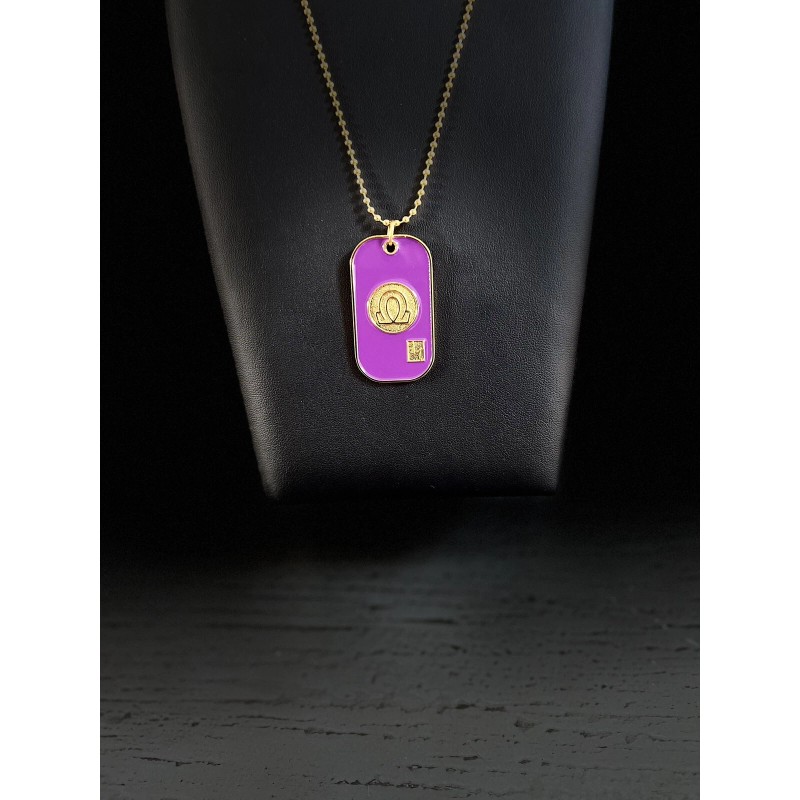 D9 Greeks Omega Psi Phi Double Sided Dog Tag Purple