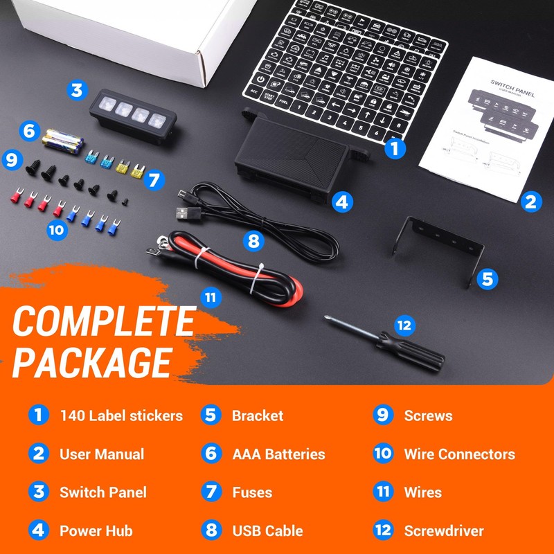 MNJ MOTOR 4 Gang Wireless Switch Panel - Multifunction Remote