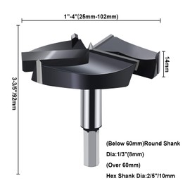 4 inch Forstner Drill Bits,3 Cutter Tungsten Carbide Tipped Forstner Bit for Hard Wood,Wood Hole Drill Bit for Wood Plastic Plywood