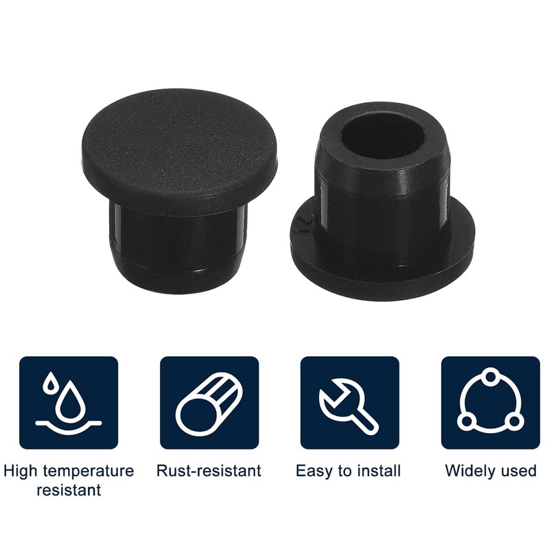 6 Pieces Black Plug Holes, H12 Waterproof Rubber Button Plug