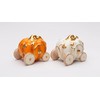 Fine Ceramic Thanksgiving Autumn Fall Pumpkin Carriages Salt & Pepper
