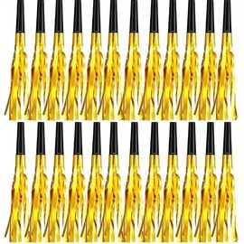 Party Noisemakers Gold/Silver Party Blowers Birthday Childrens Party Toy Accessory Bag Filler (Gold Party Blowers, 24, Party Blowers)