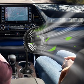 Car Fan for Cup Holder, Cup Holder Fan for Car Truck Vehicle Van RV with 3 Adjustable Speeds& 360° Rotation (USB Powered/No Battery)