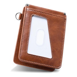 MORFFEYIA Men's Pass Case, Double-sided, Commuter Pass Holder, Bifold Butterfly IC Card Case, Large Capacity, Thin, Storage, License, Commuting to Work or School (Dark Brown), dark brown