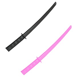 JAWUZ 2pcs Ninja Sword, 3D Printed Katana Sword Fidget Toy, 3D Printed Gravity Retractable Samurai Sword Model, Funny Retractable Samurai Toy Plastic, Black + Pink