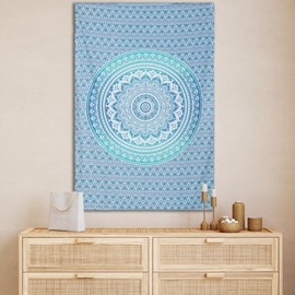 THE ART BOX Tapestry for Bedroom Aesthetic Tapestry Hippie Boho Indie Bohemian Mandala Large Tapestry Wall Hanging Turquoise Tapestry