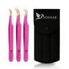 Professional Eyelash Tweezers, Precision Tweezers with Curved Fiber Tip, Eyelash