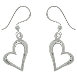 Jewelry Trends Open Love Heart Sterling Silver Dangle Earrings