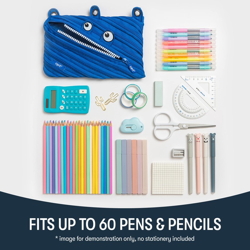 ZIPIT Monster Pencil Case for Kids, Cute 3-Ring Binder Pencil