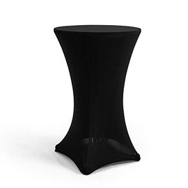 Vispronet Bistro Table Stretch Table Cover – 31.5in Diameter and 43.3in Tall – Black Circular Tablecloth for High Tables – Double-Fold Sewing Lines – Made with Spandex and Polyester (Set of 8)