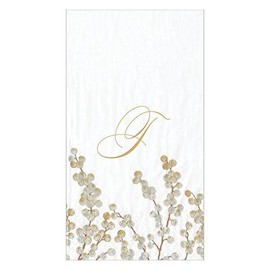Caspari Berry Branches Single Initial Paper Guest Towel Napkins Letter T - 15 Per Package