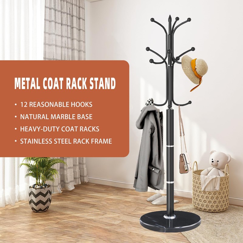 LOZABEE Metal Coat Rack Stand, Modern Freestanding Coat Rack with
