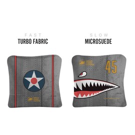 ACA Synergy Pro Dual Sided Cornhole Bags | Bomber Silver Design | Set of (4) All-Weather Resin Filled Stick & Slide Corn Hole Bags