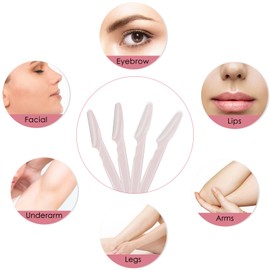 6 Pcs Light Pink Eyebrow Razor, Face Razors Multipurpose, Facial Razors for Women Men, Eyebrow Trimmers Shaver with Safety Cover, Dermaplaning Tools for Face Body Use, Facial Hair Removal Tools