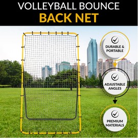 Volleyball Rebounder Net 4X7 ft - Training Equipment for Teams and Competitions; Portable or Home Volleyball Net for Outdoors; Backyard Practice Volleyball Trainer with Bounce Back Net (4X7)
