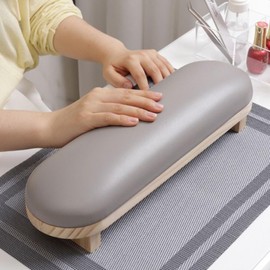 1 Pcs Sponge Manicure Hand Rest Pillow Wooden Nail Stand Hand Holder Nail Table Manicure Armrest Cushion (Gray)