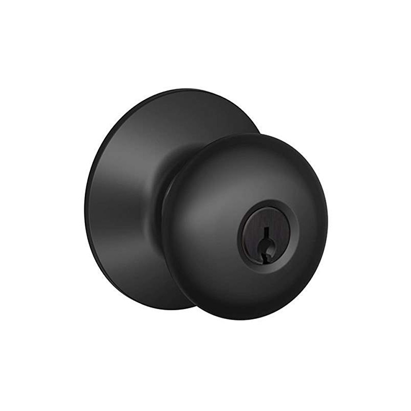 Schlage F80-PLY Plymouth Storeroom Door Knob Set, Matte Black