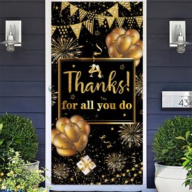 LOONELO Thanks for All You Do Door Cover with 70.8"X35.4", Thank You Banner Background Sign for Staff Teachers Professors Doctors Photo National Nurse's Day Party Decorations