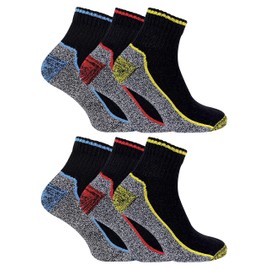 Mens Anti Sweat Heavy Duty Breathable Short Trainer Bamboo Work Socks for Steel Toe Boots (6-11, 6 Pairs)