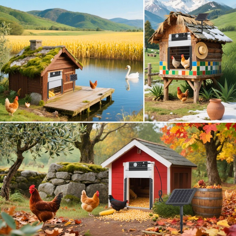 Automatic Chicken Coop Door, Solar Powered Roll-Up Chicken Door with