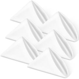 AiQInu Fabric Napkins White Cotton in 40 x 40 cm, Set of 6 with All-Round Edge, Washable Table Napkins for Hotel, Lunch, Restaurant, Weddings, Events and Parties