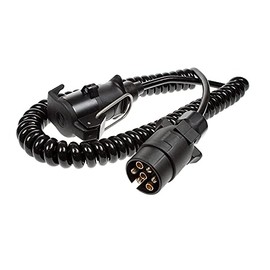 Maypole 2.5 m 7 Core Curly Extension Lead with 7 Pin Plug and 7 Pin Flying Socket, used to supply lighting functionality to trailers