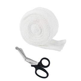 KEMUZ 1 x Tube Bandage, Mesh Bandage, Elastic Tube Bandage, Rollselastic Net Dressing with Medical Scissors, for Attachment, Breathable and Comfortable Fixation Bandage (2 m x 2.5 cm)