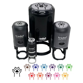 Outstretched Cat Paw Beans Self-Inking Rubber Stamp Ink Stamper for Stamping Crafting Planners - 1/2 Inch Mini - Purple Ink