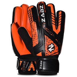 ZABZ Goalkeeper Gloves Non-slip Latex Material Soccer Goalie Football Goalkeeping Gloves Wrist Protection For Kids Youth and Adults (Orange, Size 4 - Suitable for 6-9 Years)