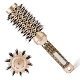 Ceramic Round Hair Brush, Antistatic Round Brush, Round Brush for Blow-Drying, Hair Brush Round for Women for Curls, Styling Brush, Frizz-free Blowouts, for Styling, Curling, Blow-Drying (32 mm)