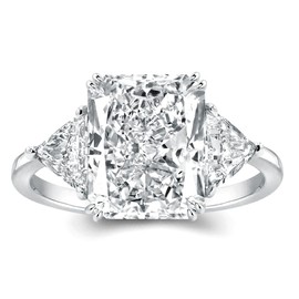 RODIFFY 4CT Radiant & Triangle Cut 3 Stone Engagement Ring,Yellow/Blue/Ruby Stone Simulated Diamond Ring,925 Sterling Silver 18K White Gold/Yellow Gold Plated Promise Ring, 8, Metal, Cubic Zirconia