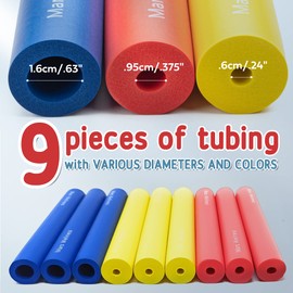 Super Easy Grip Foam Tubing for Utensil Handles - Cut to Length Provides a Custom Wider & Larger Grip Which Fits Most Utensils - Slip Resistant - 2 Pack of 9 Grips