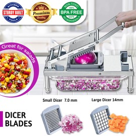 Stainless steel Vegetable Chopper, Veggie Chopper With 8 Blades, Onion Dicer with Container, Food Cutter & Grater Mandoline Slicer