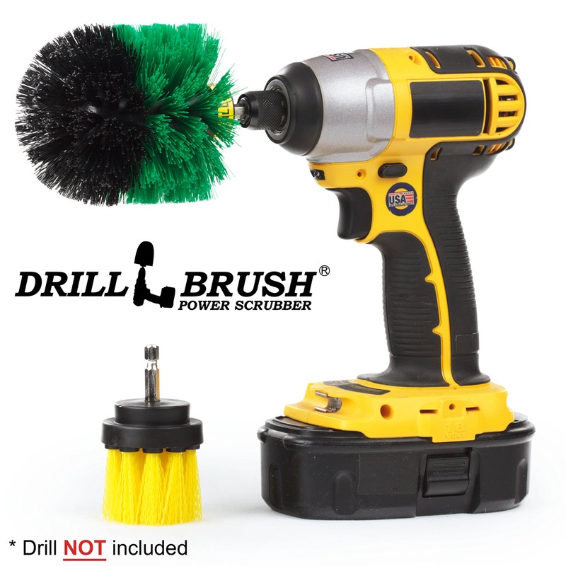 Drill Powered Tub, Sink, Porcelain, Tile and Grout Brush Small