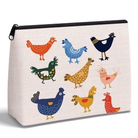 KAIOUS Chicken Gifts for Women — Farm Farmhouse Chicken Makeup Bag Cosmetic Bag Makeup Zipper Pouch