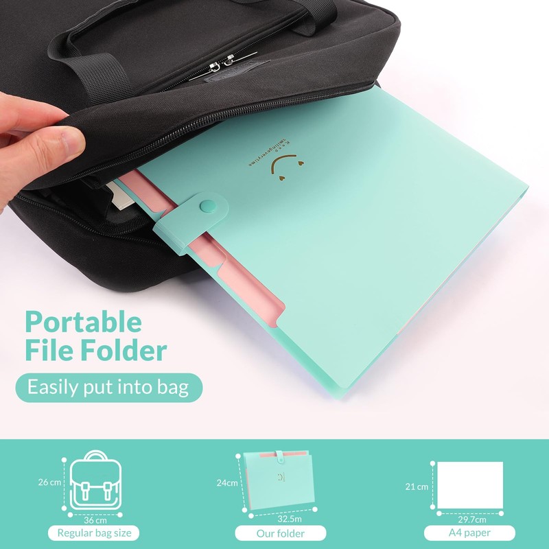 KONVINIT Expanding File A4, Document Folder Expandable Organiser with 5