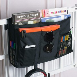 Sugaroom Organizer Caddy - Bedside, Bunk Bed, Hanging & Pocket Storage - Baby, Dorm, Hospital - Black