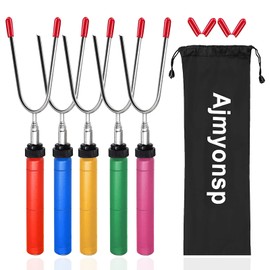 Ajmyonsp Marshmallow Roasting Sticks 34inch Smores Stick Skewers for Fire Pit Long Rotating Extendable 5Pack Hot Dog Sticks for Campfire Camping