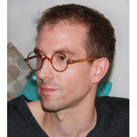 BLUELESS Vintage Round Reading Glasses Professor Readers (Grey Stripe, +4.00)