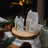 DARO DEKO Ceramic LED House Light House Silver Glitter Set