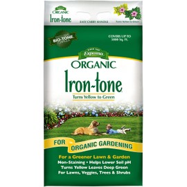 Espoma Organic Iron-Tone 3-0-3 Organic Fertilizer and Plant Food to Help Correct Iron Deficiency (Chlorosis). 20 lb. Bag. Turns Yellow to Green, Non Staining Iron