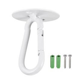 YOKIVE 3 Pcs Ceiling Hanging Hook, Pad Eye Snap Hook with Round Plate Hanging Plants, Great for Office, Home, Daily Use (White, 1.6x2.1-Inch)