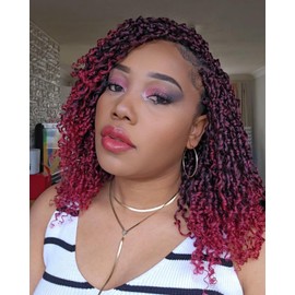 Eerya 10 Inch Yanky Twist Crochet Hair for Women 8 Packs Fluffy Prelooped Senegalese Spring Mini Yankee Yaki Twists Crochet Braids Synthetic Braiding Hair Extensions (10 inch, TBUG)