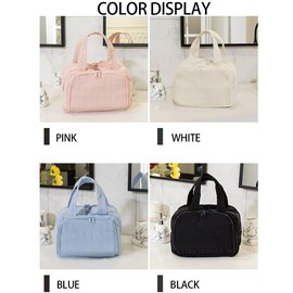 Minimalist Makeup Bag with Large Capacity and 4 Compartments Travel and Everyday Fashionable Makeup Storage Bag Nylon, Blue