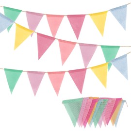 Easter Day Decorations Pennant Banner Flags 36 PCS Colorful Burlap Banner Flags Flag Banners for Outside Classroom Decor Pastel Birthday Party Banner Garland Preschool Classroom Decorations