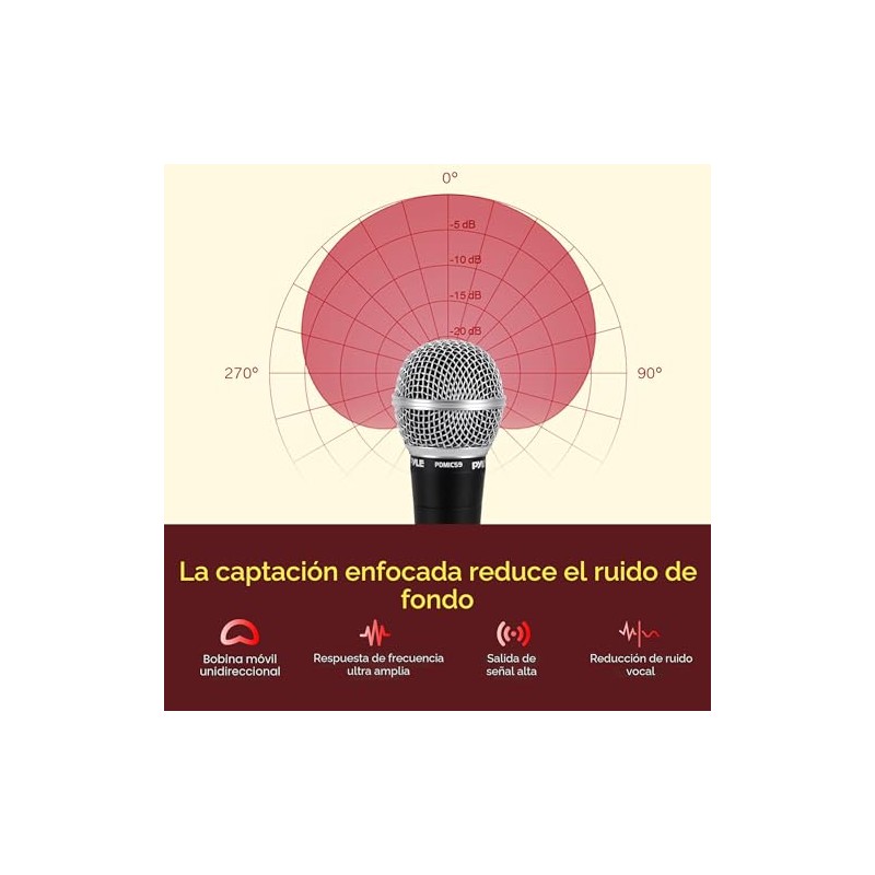 Pyle PDMIC59 - Micrófono vocal dinámico profesional, micrófono de mano