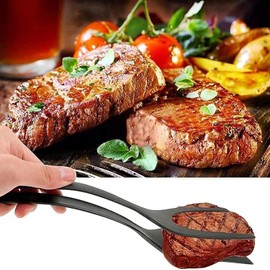 hashiny Egg Spatula, 2 in 1 Omelette Clamp, Frying Turning Grilling Kitchen Cooking Tool for Omelette, Pancake, Steak, Fish, and Egg (2, black), az3-ppoo-pop-1